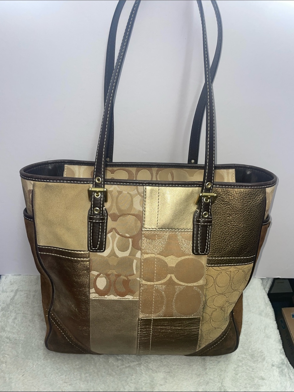 Coach ‘Hampton Holiday’ Patchwork Shoulder Tote - Picture 2 of 16